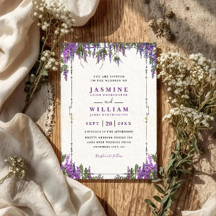 Lavender Purple Watercolor Budget QR Code Wedding Invitation