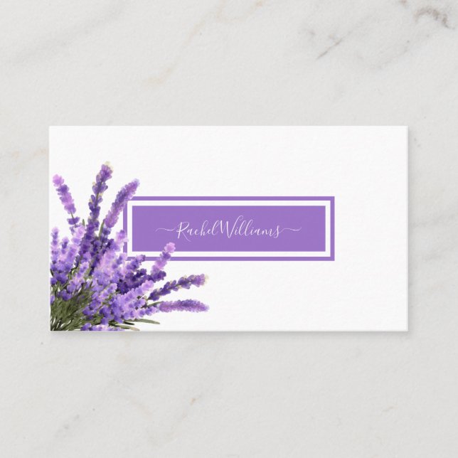 Lavender Purple Watercolor Elegant Minimalist Business Card (Front)