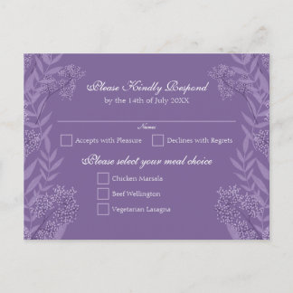 Lavender Purple Wedding Botanical Holiday Postcard