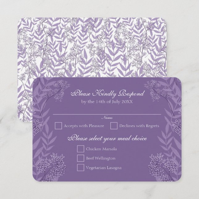 Lavender Purple Wedding Botanical Invitation (Front/Back)
