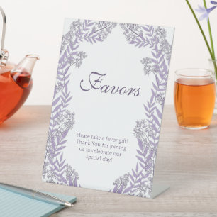 Lavender Purple Wedding Botanical Pedestal Sign