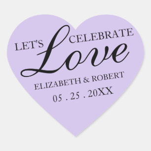 Lavender Purple Wedding Heart Stickers Invitations