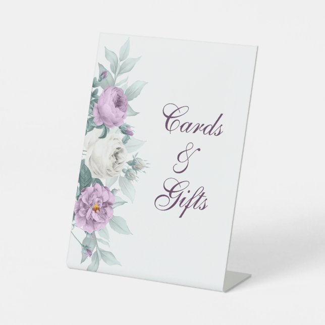 Lavender Purple Wedding Pedestal Sign (Front)