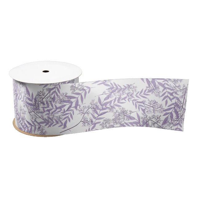 Lavender Purple Wedding Vintage Botanical Satin Ribbon (Spool)