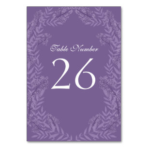 Lavender Purple Wedding Vintage Botanical Table Number