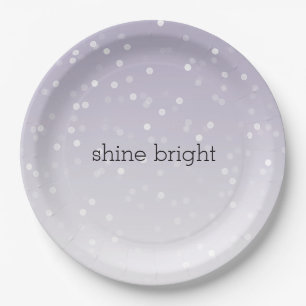 Lavender Purple White Bokeh Confetti Paper Plate