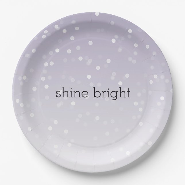 Lavender Purple White Bokeh Confetti Paper Plate (Front)