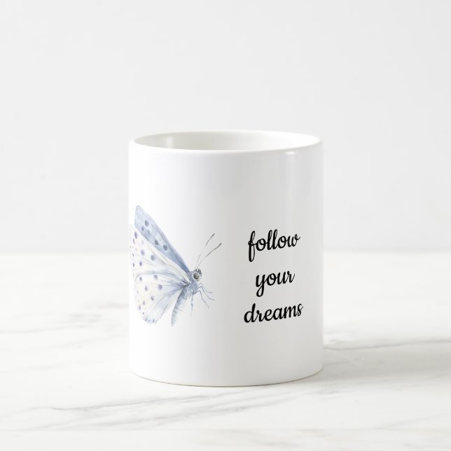 Lavender Purple White Butterfly Coffee Mug (Center)