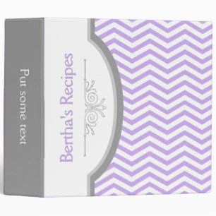 Lavender purple, white chevron with frame recipe binder