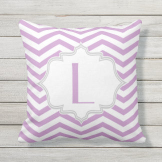 Lavender purple, white chevron zigzag pattern outdoor pillow