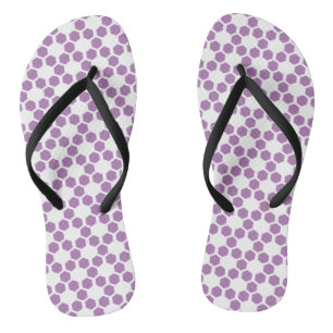 Lavender Purple White Geometric Hexagon Pattern Flip Flops