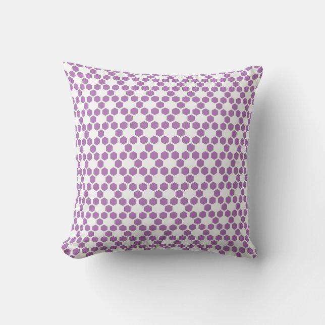 Lavender Purple White Geometric Hexagon Pattern Throw Pillow (Front)