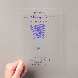 Lavender Purple Wildflower Floral Baby Shower Acrylic Invitations