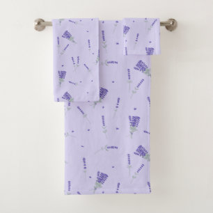 Lavender Purple Wildflower Floral Botanical Bath Towel Set