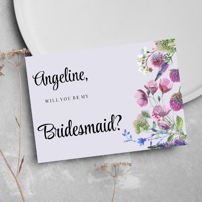 Lavender purple wildflower spring Bridesmaid  Invitation (Lavender purple wildflower spring Bridesmaid)