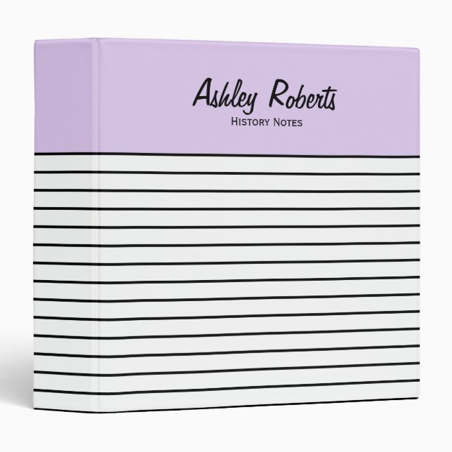 Lavender Purple with Black and White Stripes Binder (Front/Spine)