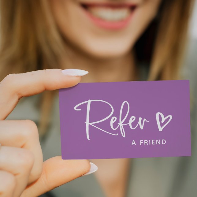 Lavender Purple with White Script and Heart | Referral Card (Creator Uploaded)