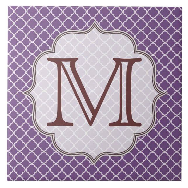 Lavender Quarterfoil Latti Monogram Display Tile (Front)