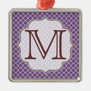 Lavender Quarterfoil Latti Monogram Ornament