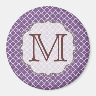 Lavender Quarterfoil Monogram Initial Magnet