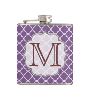 Lavender Quarterfoil Monogram Whiskey Flask