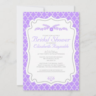 Lavender Quatrefoil Bridal Shower Invitations