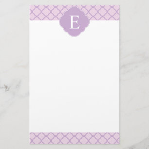 Lavender Quatrefoil Custom Monogram Stationery