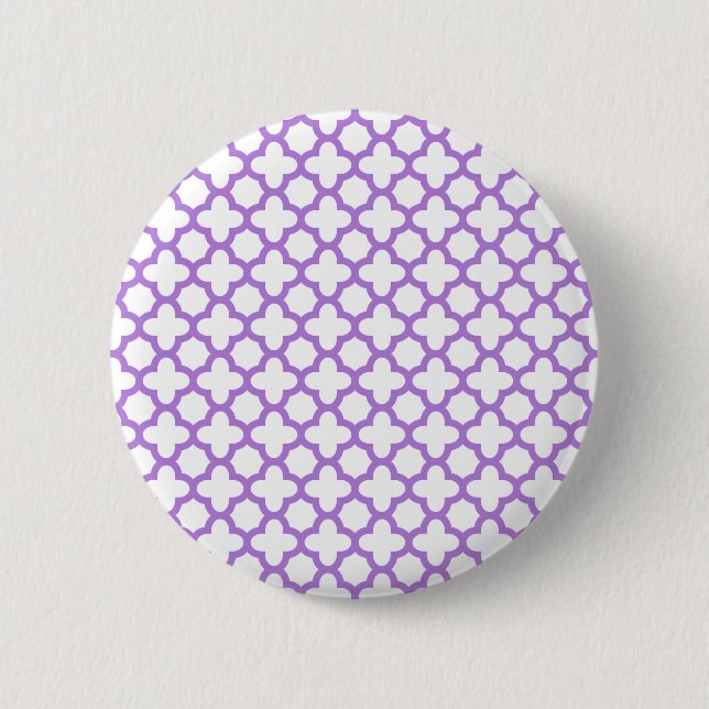 Lavender Quatrefoil Pattern 2 Inch Round Button (Front)