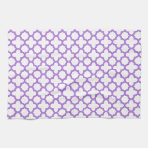 Lavender Quatrefoil Pattern Kitchen Towel