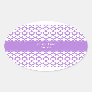 Lavender Quatrefoil Pattern Oval Sticker