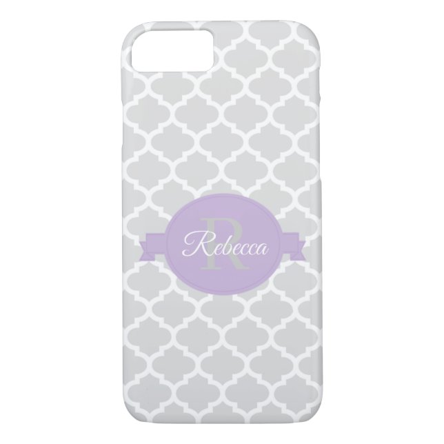 Lavender Quatrefoil Personalized Case-Mate iPhone Case (Back)
