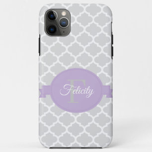 Lavender Quatrefoil Personalized iPhone 11 Pro Max Case