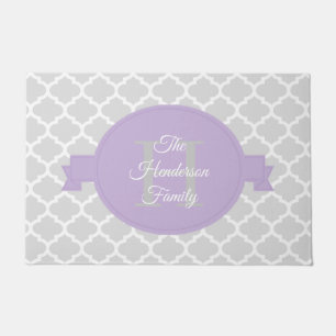 Lavender Quatrefoil Personalized Doormat