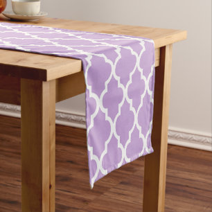 Lavender Quatrefoil Tiles Pattern Short Table Runner