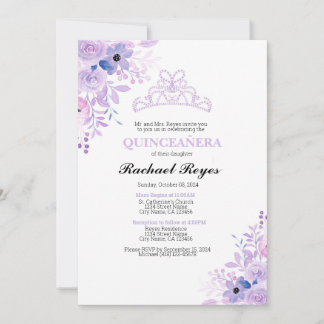 Lavender Quinceañera Birthday Invitation Template