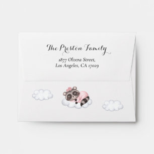 Lavender Raccoon Animal Baby Shower  Envelope