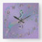 Lavender Rainbow Glass Music Notes and Clef Clock