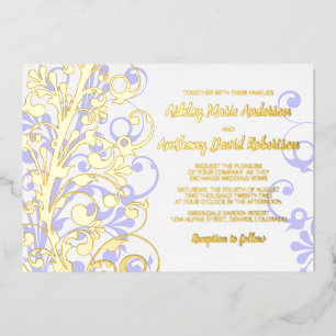 Lavender Real Gold Foil Floral Wedding