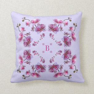 Lavender Red Violet Orchids Square Pillow