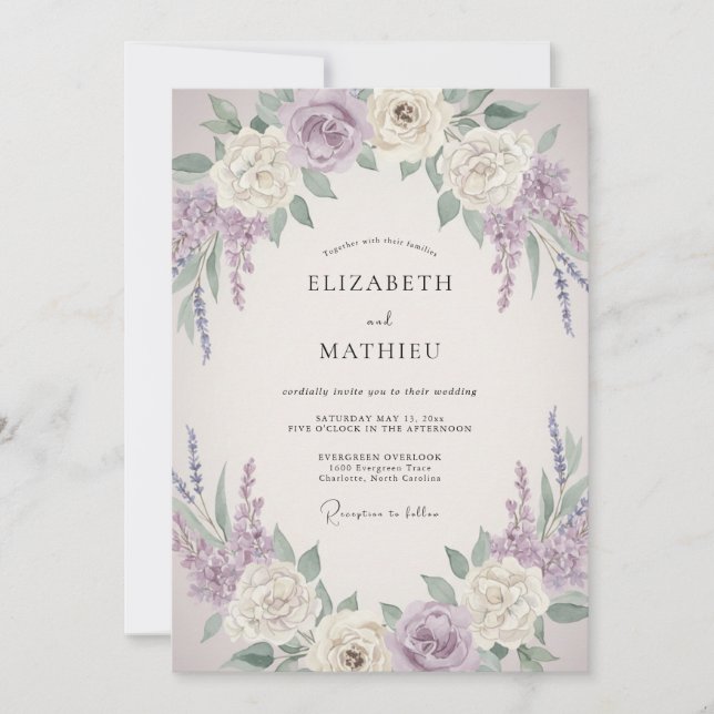 Lavender Refined Vintage Wedding Invitation (Front)