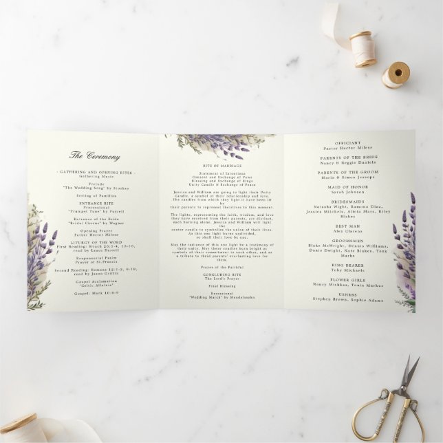 Lavender Regal Programme de mariage plié (Intérieur)