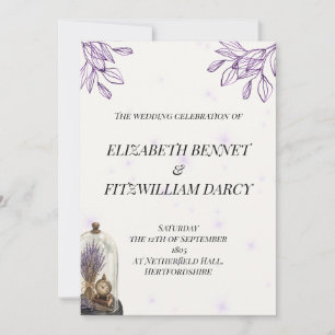Lavender Regency Literary Wedding Invitation