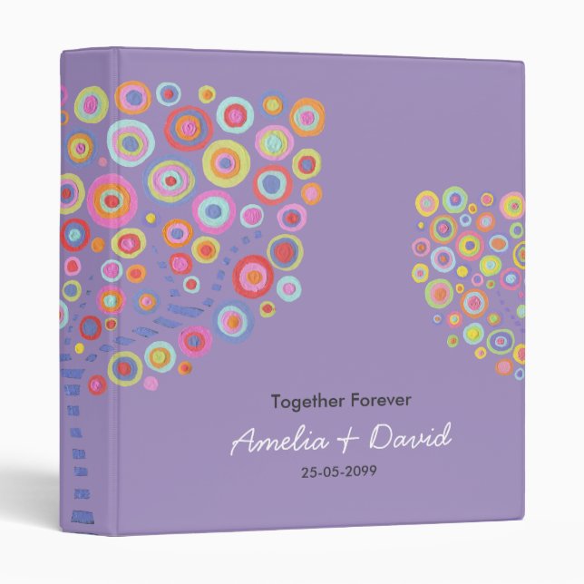 Lavender Retro Circle Tree Wedding Album Binder (Front/Spine)