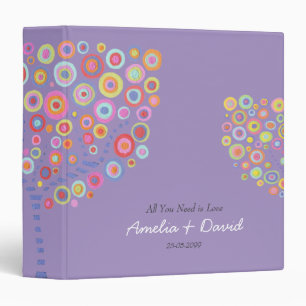 Lavender Retro Circle Tree Wedding Album Binder
