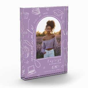Lavender Retro Hand Drawn Graduation Photo Block