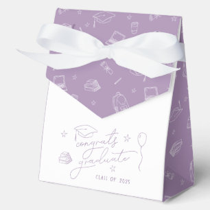Lavender Retro Hand Drawn Personalized Graduation Favor Box