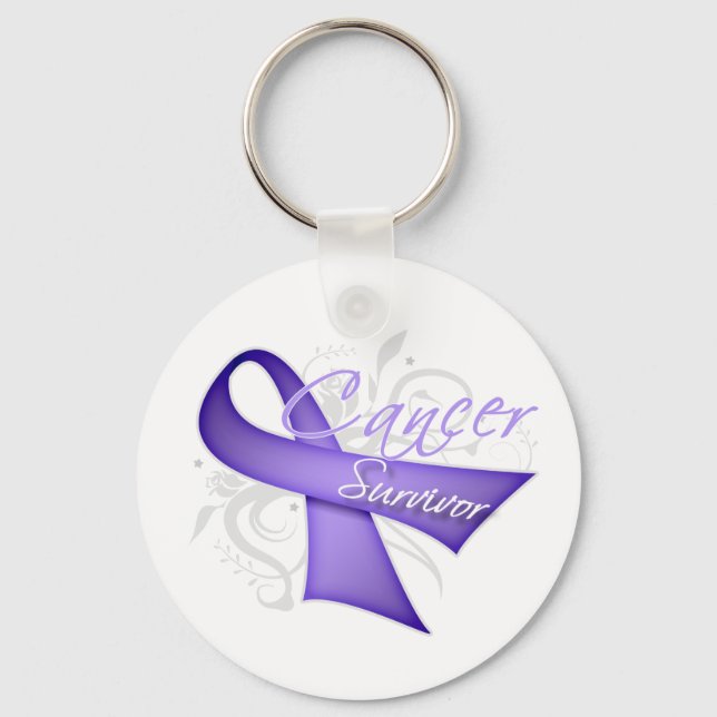 Lavender Ribbon - Cancer Survivor Keychain (Front)