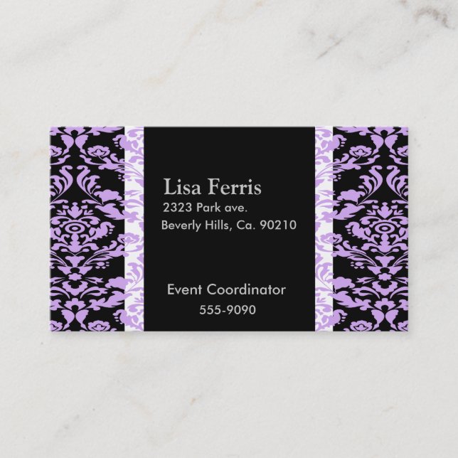 Lavender Rococo Elegant Black Set Business Card (Front)