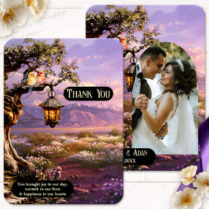 Lavender Romantic Art Photo Wedding Thank You Card