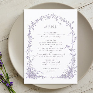 Lavender Romantic Botanical Arch Garden Wedding Menu